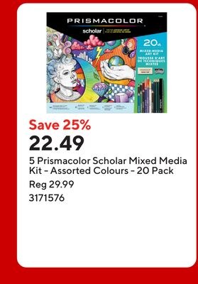 5 Prismacolor Scholar Mixed Media Kit - Assorte…