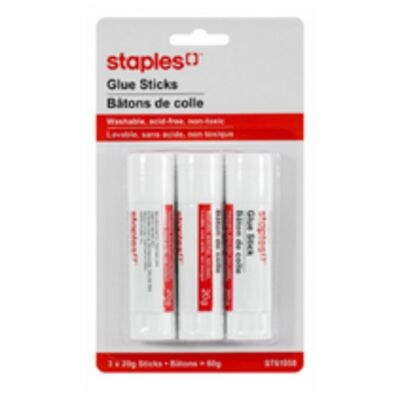 Staples Washable Glue Sticks - 20g - 3 Pack
