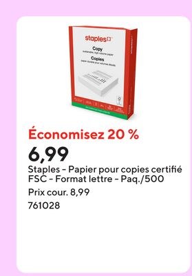 Staples - Papier pour copies certifié FSC - For…