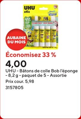 UHU - Bâtons de colle Bob l'éponge - 8,2 g - pa…