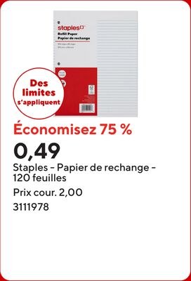 Staples - Papier de rechange - 120 feuilles
