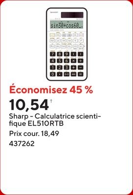 Sharp - Calculatrice scientifique EL510RTB