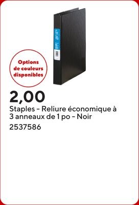 Staples - Reliure économique à 3 anneaux de 1 p…