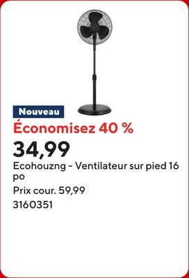 Ecohouzng - Ventilateur sur pied 16 po
