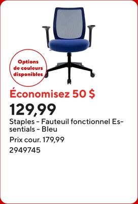 Staples - Fauteuil fonctionnel Essentials - Bleu