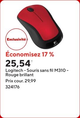 Logitech - Souris sans fil M310 - Rouge brillant