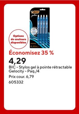 BIC - Stylos gel à pointe rétractable Gelocity …