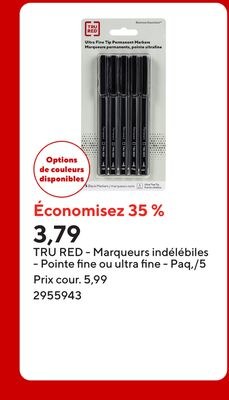 TRU RED - Marqueurs indélébiles - Pointe fine o…