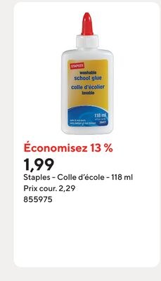 Staples - Colle d'école - 118 ml