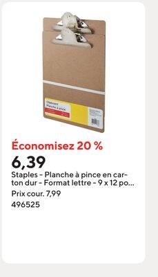 Staples - Planche à pince en carton dur - Forma…