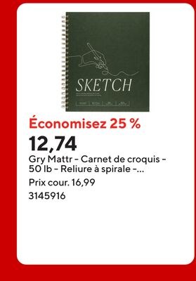 Gry Mattr - Carnet de croquis - 50 lb - Reliure…