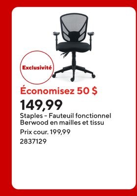 Staples - Fauteuil fonctionnel Berwood en maill…