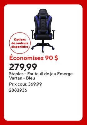 Staples - Fauteuil de jeu Emerge Vartan - Bleu