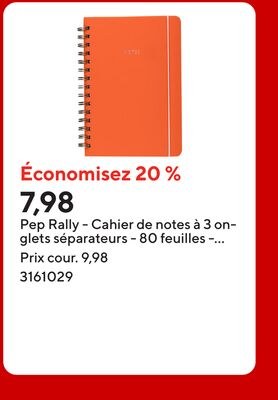 Pep Rally - Cahier de notes à 3 onglets séparat…