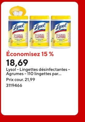 Lysol - Lingettes désinfectantes - Agrumes - 11…