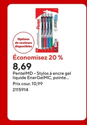 PentelMD – Stylos à encre gel liquide EnerGelMC…