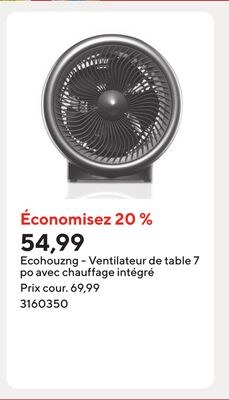 Ecohouzng - Ventilateur de table 7 po avec chau…