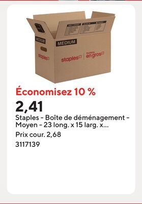 Staples - Boîte de déménagement - Moyen - 23 lo…