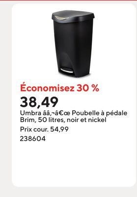Umbra ââ'¬â€œ Poubelle à pédale Brim, 50 litres…