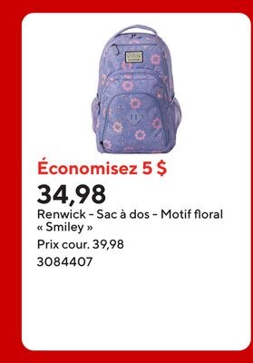Renwick - Sac à dos - Motif floral « Smiley »