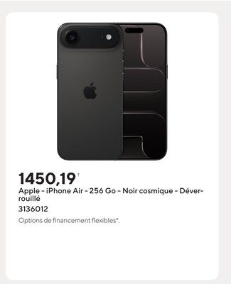 Apple - iPhone Air - 256 Go - Noir cosmique - D…