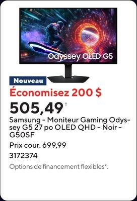Samsung - Moniteur Gaming Odyssey G5 27 po OLED…