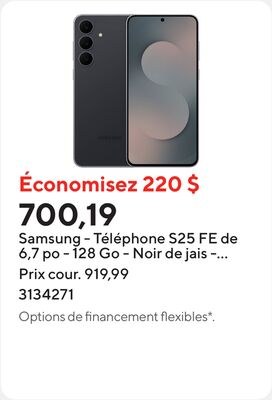 Samsung - Téléphone S25 FE de 6,7 po - 128 Go -…
