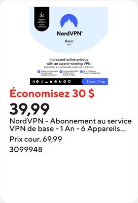 NordVPN - Abonnement au service VPN de base - 1…