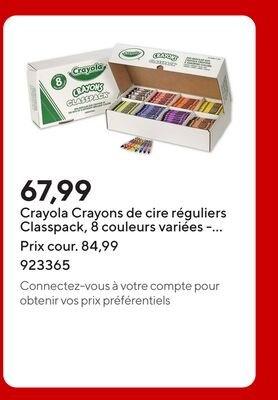 Crayola Crayons de cire réguliers Classpack, 8 …