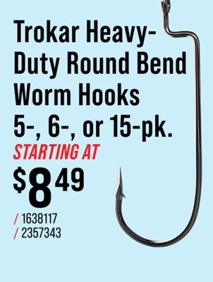 Trokar Heavy-Duty Round Bend Worm Hooks
