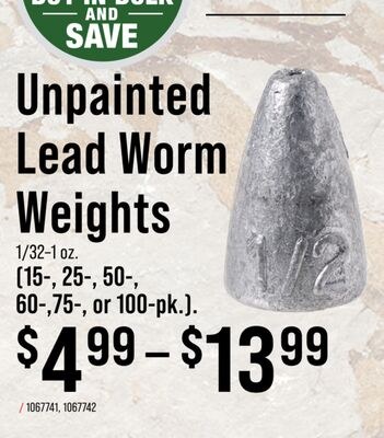 Unpainted Lead Worm Weights