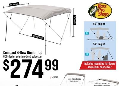 Bass Pro Shops Compact 4-Bow Bimini Top