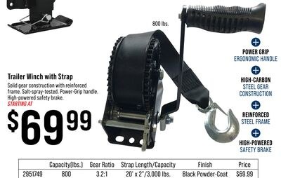 Trailer Winch with Strap