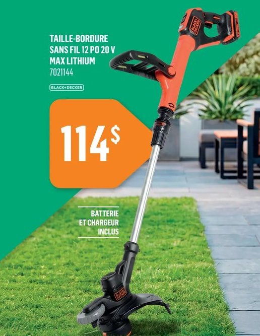 Taille-bordure sans fil 12 po 20 V Max Lithium