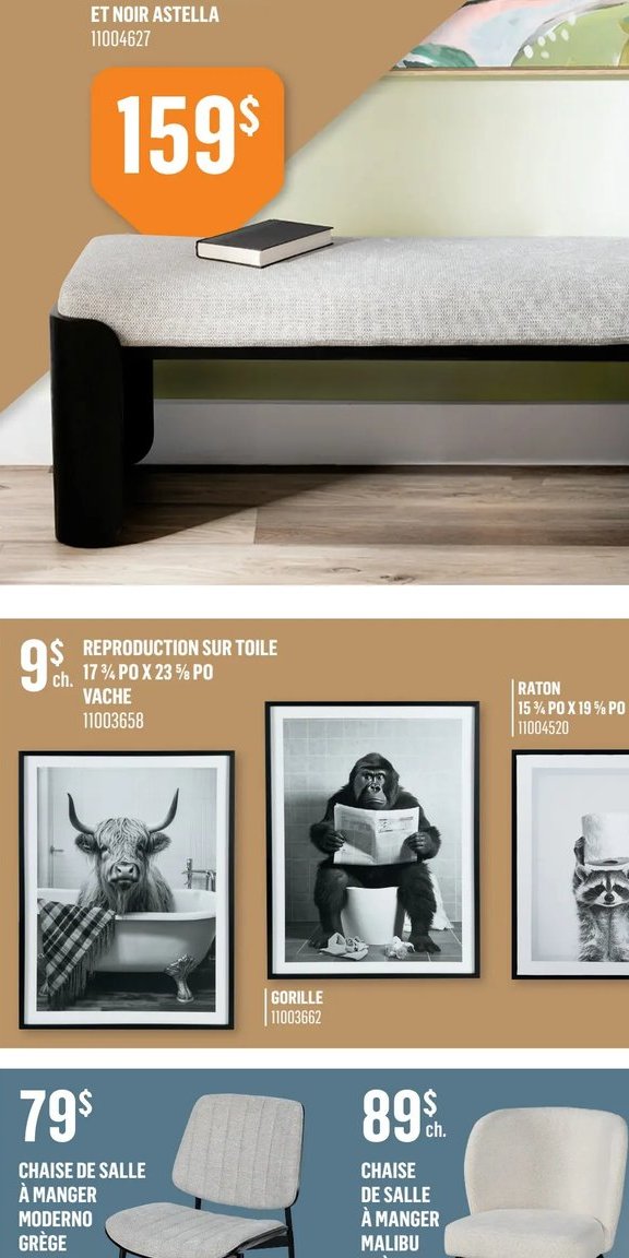 BANC MODERNE GRÈGE ET NOIR ASTELLA