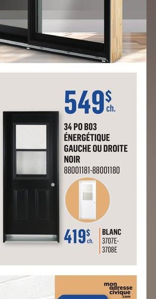 Porte d'entrée 34 PO 803 ergétique noir gauche …