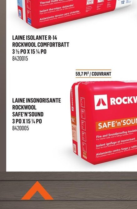 LAINE ISOLANTE R-14 ROCKWOOL COMFORTBATT