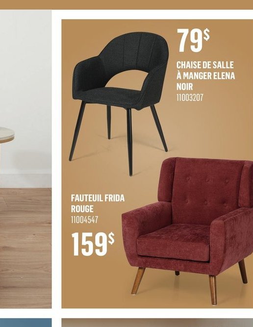 Chaise de salle à manger Elena Noir