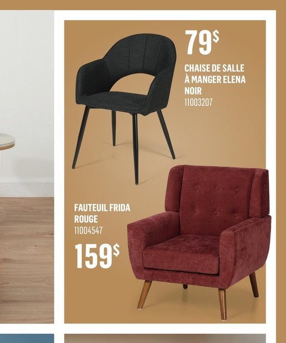 Chaise de salle à manger Elena Noir