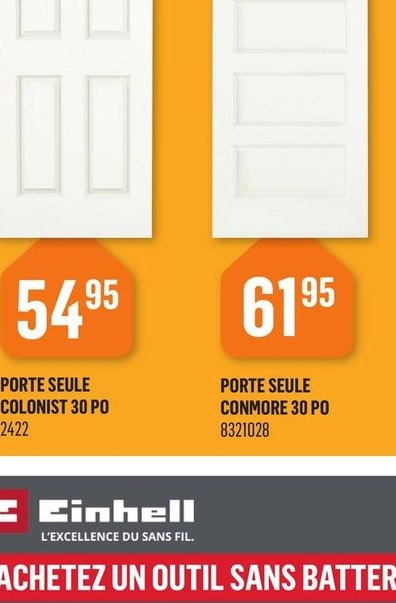 Porte seule Colonist 30 po
