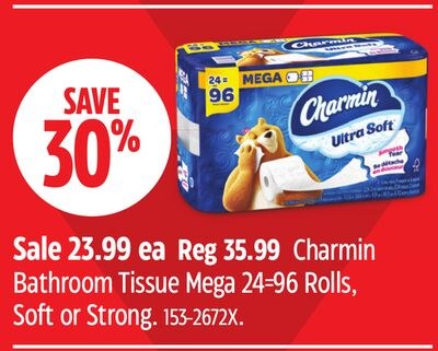 Charmin Bathroom Tissue Mega 24-96 Rolls, Soft …