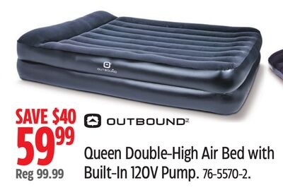 OUTBOUND Queen Double-High Air Bed with Built-I…