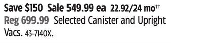 DYSON Selected Canister and Upright Vacs