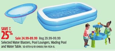 Selected Water Blasters, Pool Loungers, Wading …