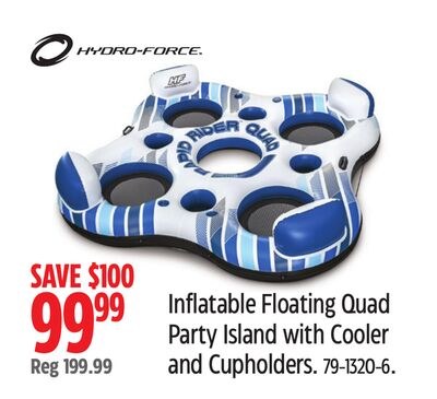 Hydro-Force Inflatable Floating Quad Party Isla…