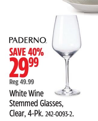 Paderno White Wine Stemmed Glasses