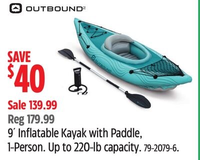 OUTBOUND 9' Inflatable Kayak with Paddle, 1-Per…