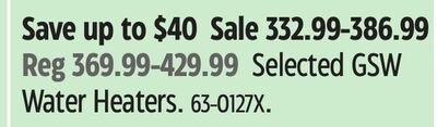 Selected GSW Water Heaters
