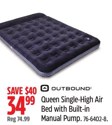 OUTBOUND Queen Single-High Air Bed with Built-i…