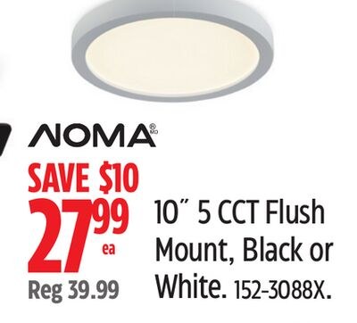 NOMA 10" 5 CCT Flush Mount, Black or White